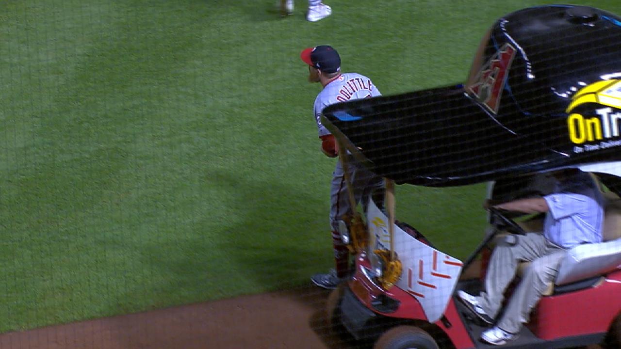 Sean Doolittle riding the Arizona Diamondbacks bullpen cart