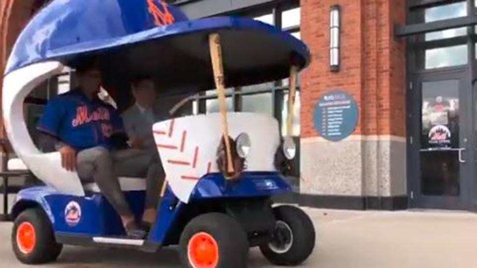 Jeurys Familia in Mets bullpen cart